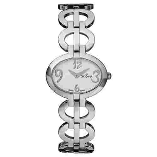 Grovana Swiss Sapphire 29mm Oval White Dial Silver Women's Watch 4566.1133