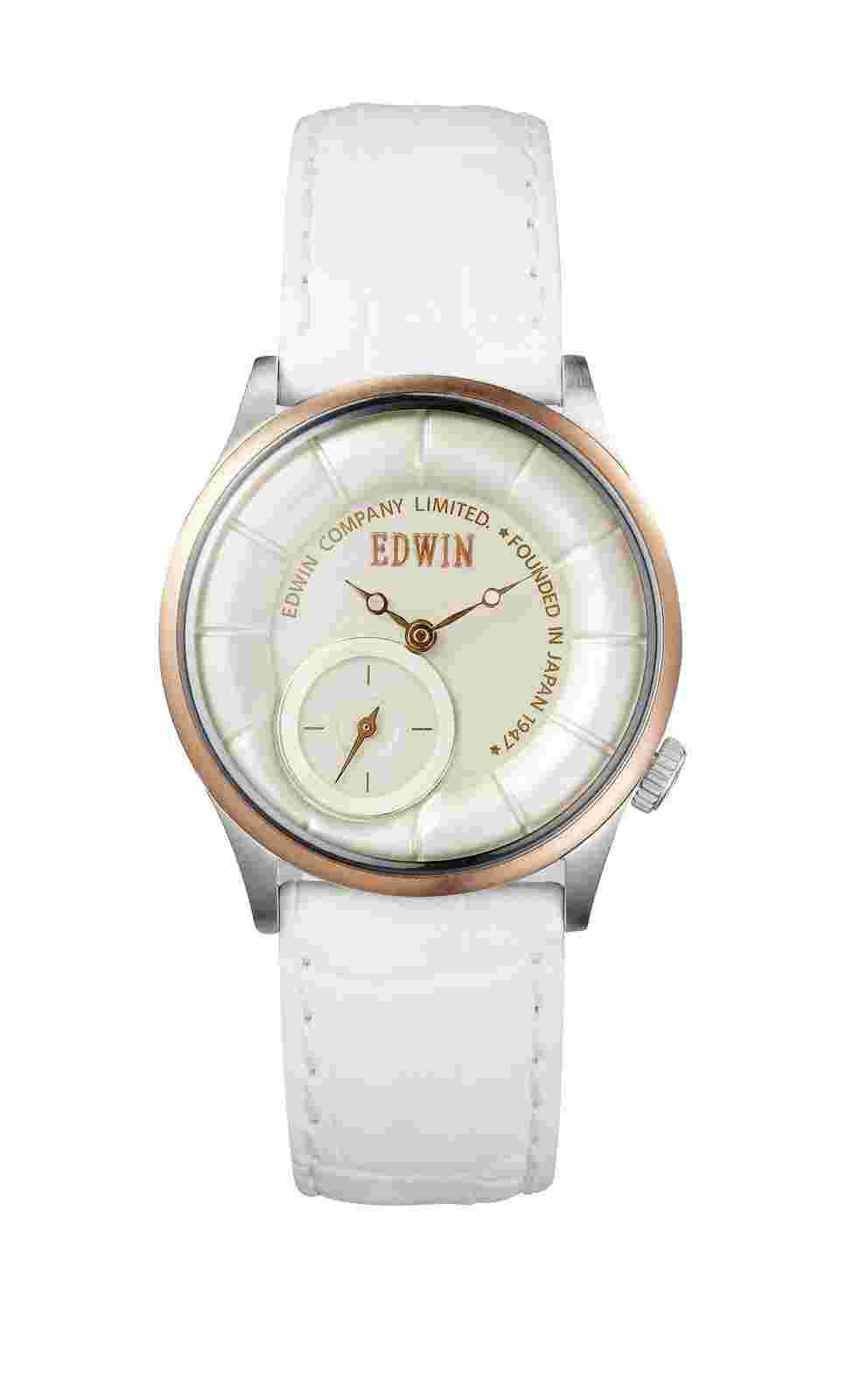Edwin VINTAGED Women's 3 Hand Watch, Stainless Steel Case with Genuine Leather