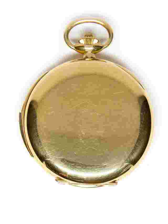 Gubelin 18k Yellow Gold 55mm Hunter Case Minute Repeating Pocket Watch c. 1940s