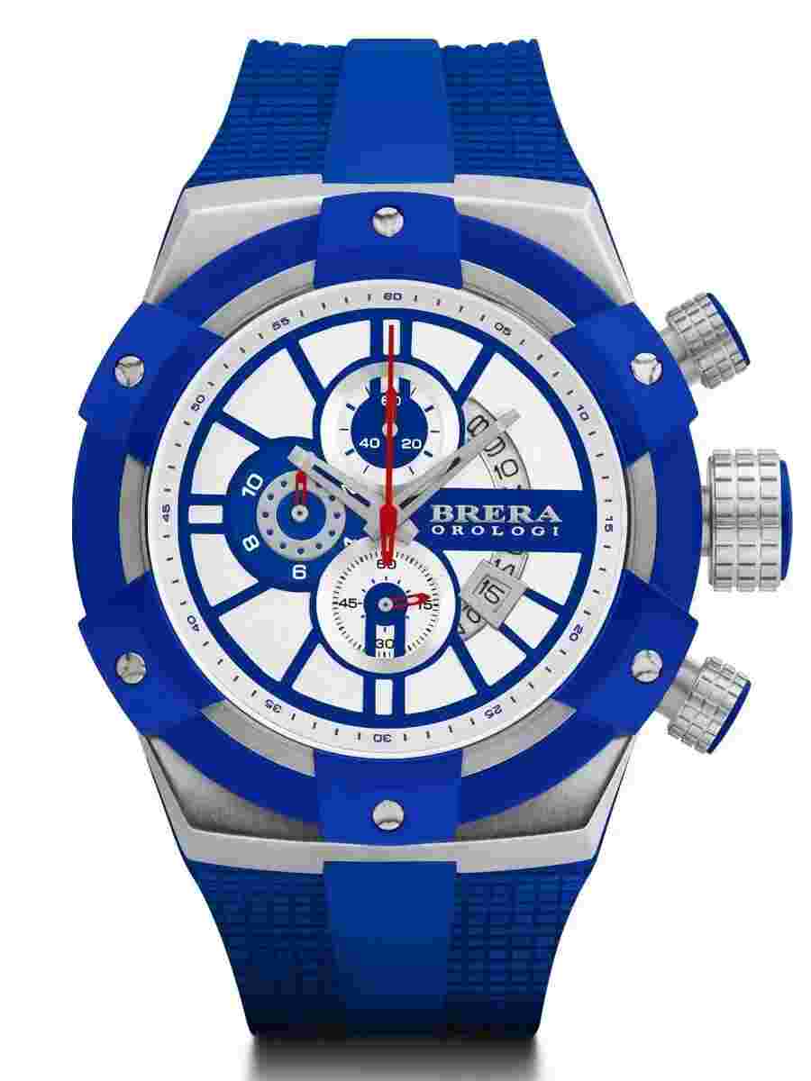 NEW Brera Orologi SUPERSPORTIVO Italian Blue White IP 48mm Mens Watch BRSSC4917