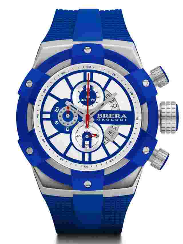 NEW Brera Orologi SUPERSPORTIVO Italian Blue White IP 48mm Mens Watch BRSSC4917