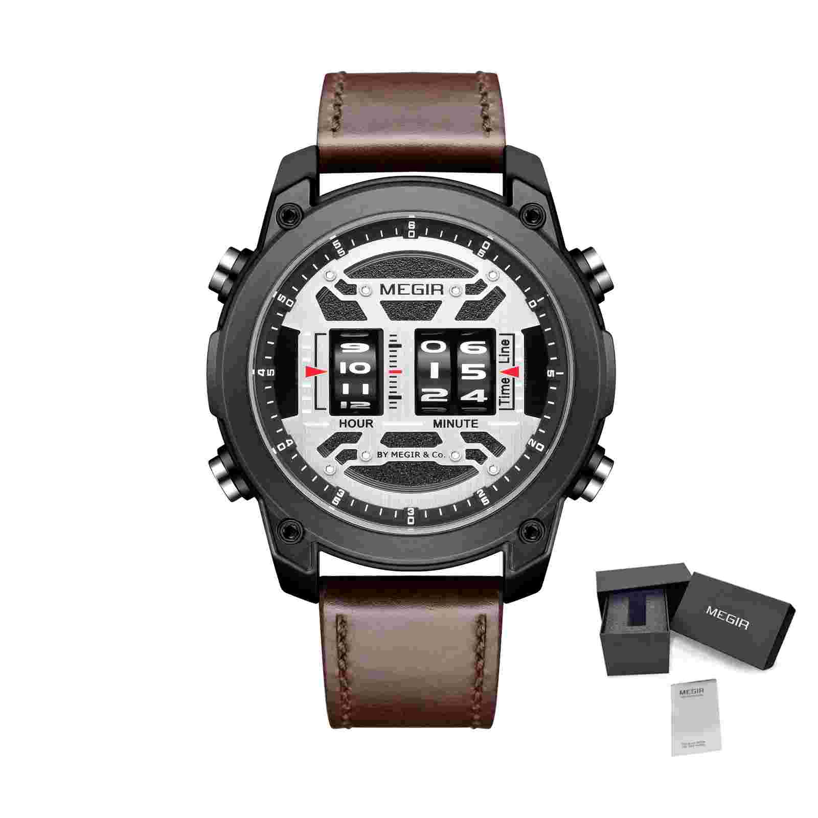 Men's Watch Roller Business Casual Wristwatch Leather  Sports Quartz Watch Chr
