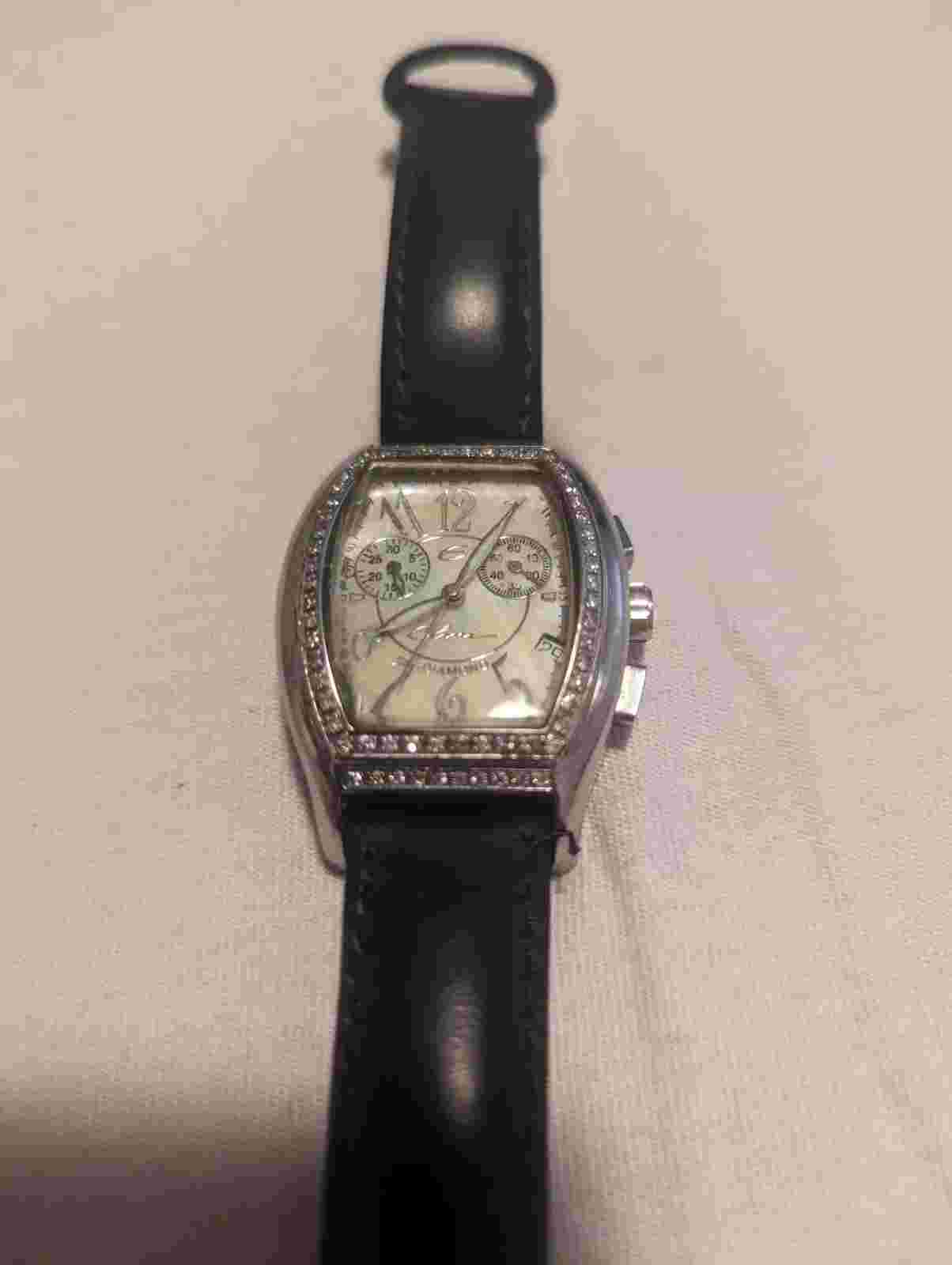 Elini Diamonds Leather Watch New Yorker Swiss Movement Water Resistant