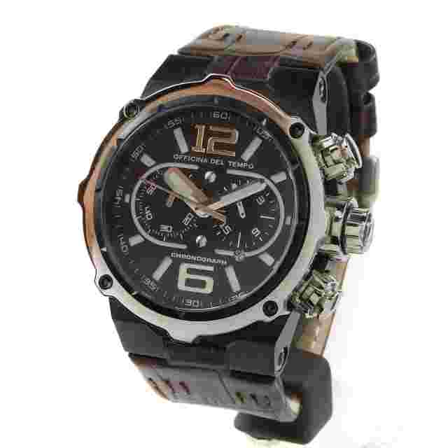 New Officina Del Tempo Power Black Dial Chronograph Watch OT1030/10N