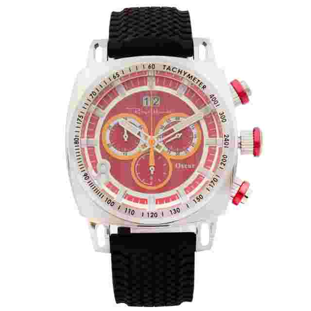 Ritmo Mundo Racer Oscar Chronograph Stainless Steel Red Dial Mens Watch 2221