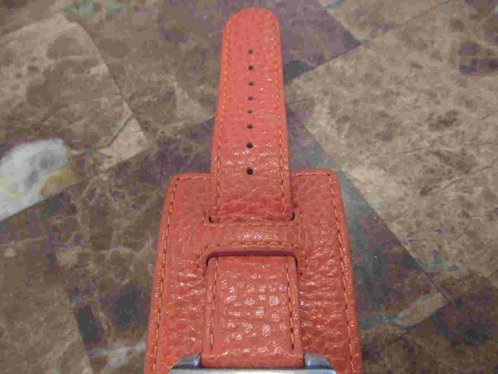 SHANGHAI TANG GREEN FACE ORANGE LEATHER BAND WATCH RARE
