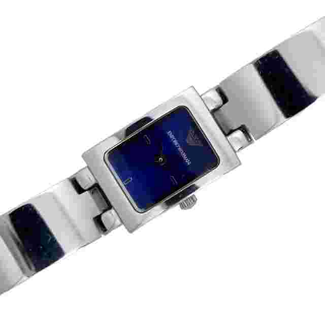 Emporio Armani Tank Ladies Watch Sunburst Blue Dial Stainless Steel AR 5416