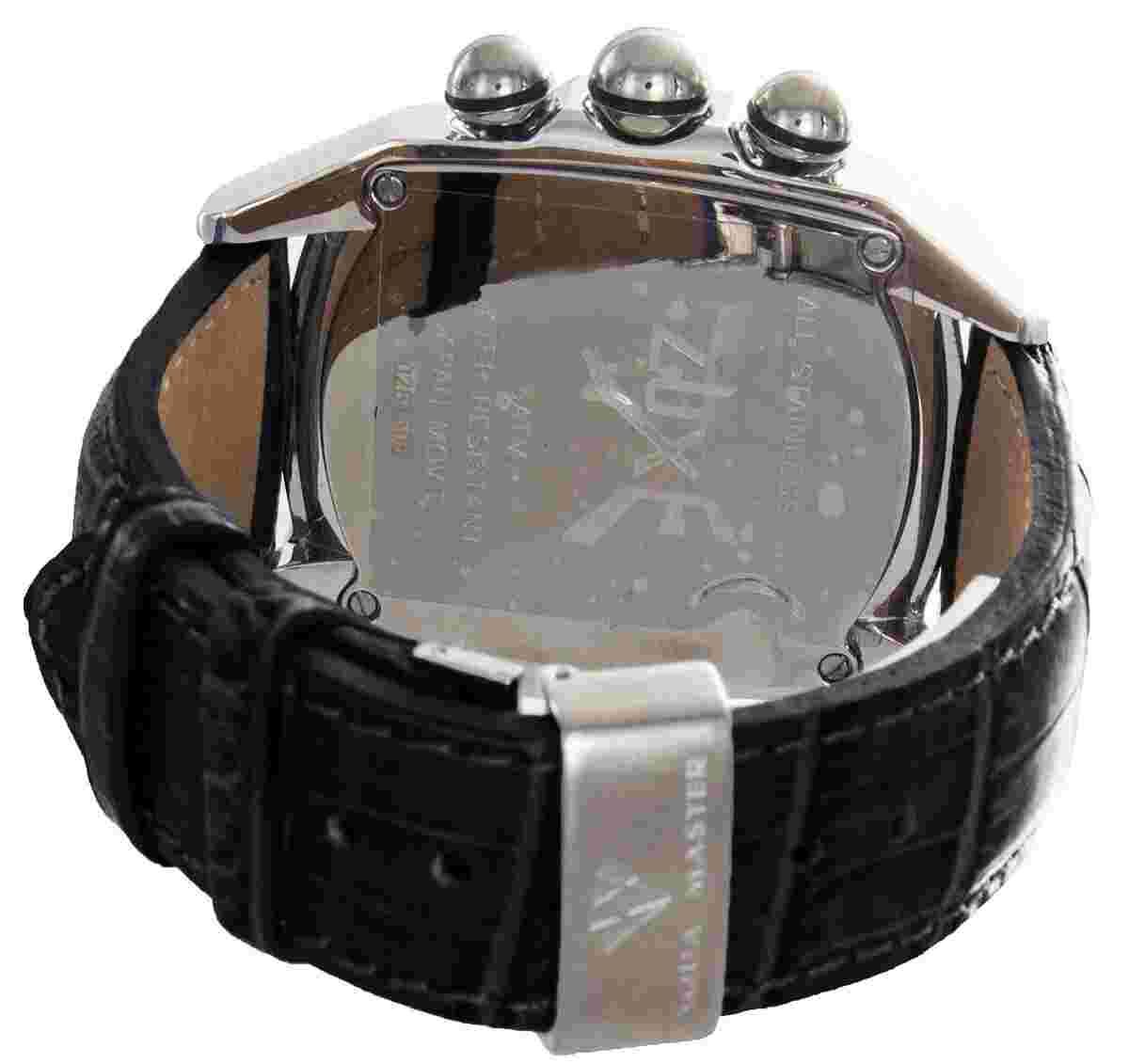 Techno Trend Luxe Men's Diamond Black Alligator Leather Band Watch