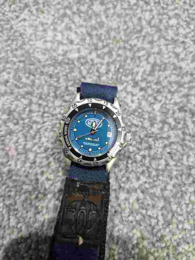 ANIMAL WS001 watch beach surfing blue material strap date setting Turquise blue