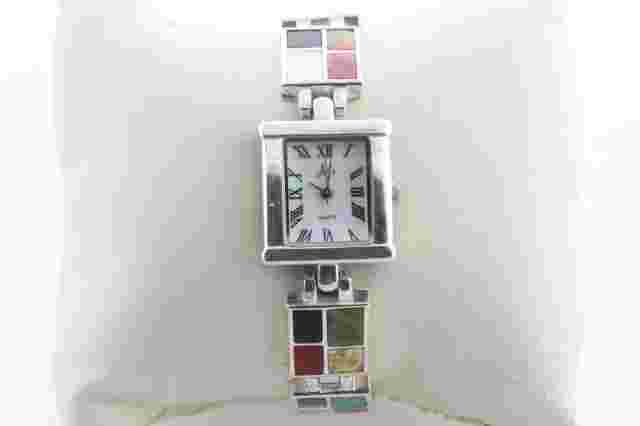 Vintage Sterling Silver Aria Ladies Watch with Semi Precious Stones Band - Links