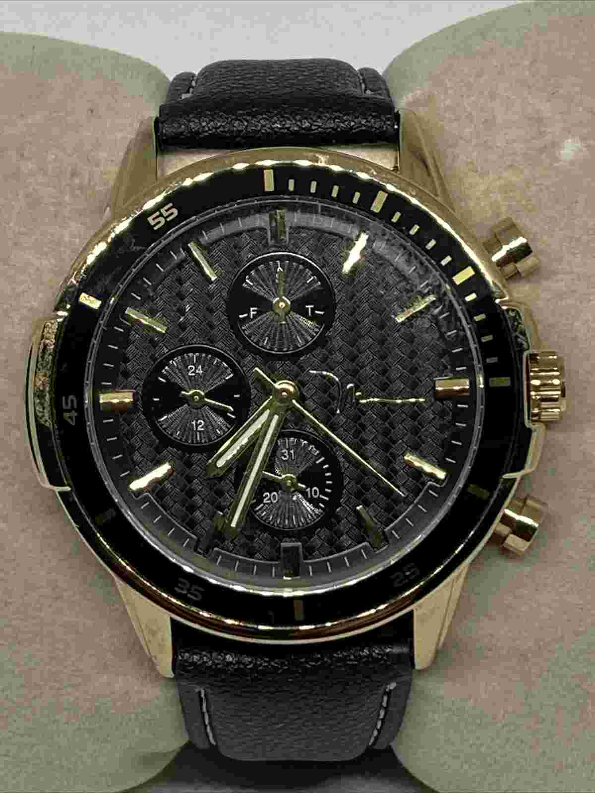 Marc Anthony FMDMA197 Men's Black Leather Analog Dial Quartz Wrist Watch EY366