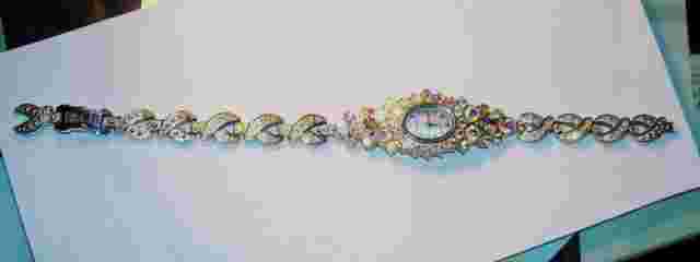 Park Lane women quartz analog watch cuff bracelet gold silver tone Swarovski