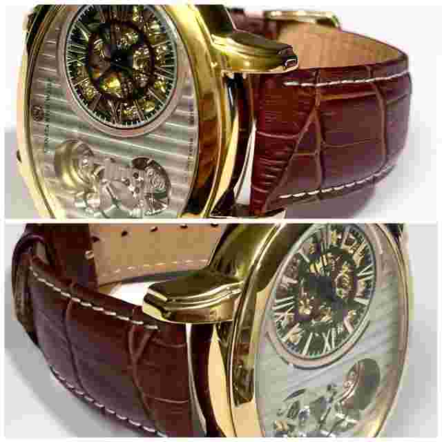 XL w58mm Double Auto Movements Goldtn OVAL Case CONSTANTIN WEISZ Mens Watch