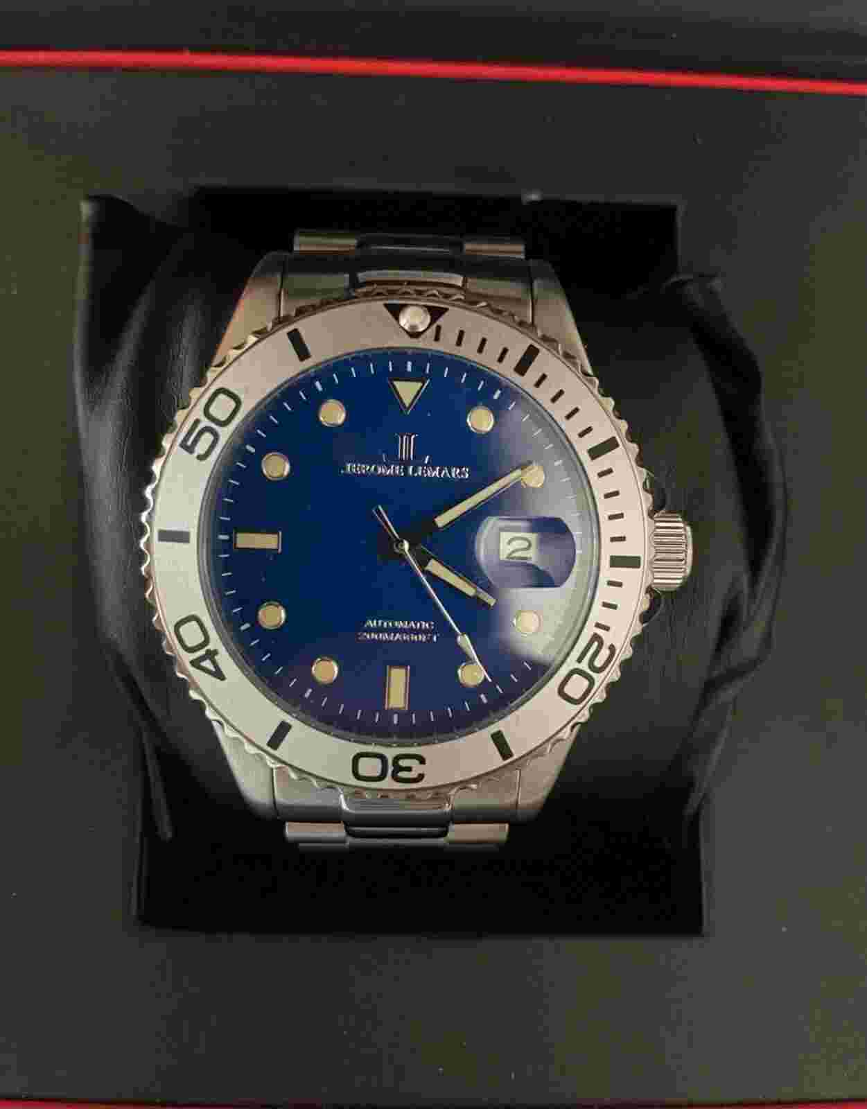 Jerome Lemars, New Men’s Auto Sport/Dive Watch 44mm Stainless