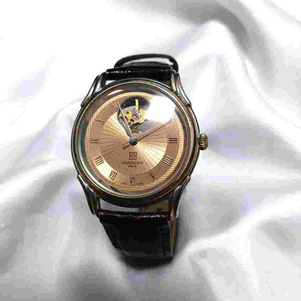 Givenchy Open Heart Automatic Vintage Men's Watch Orange Dial Used h