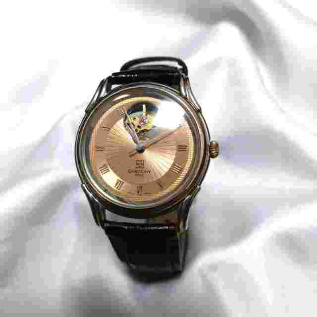 Givenchy Open Heart Automatic Vintage Men's Watch Orange Dial Used h