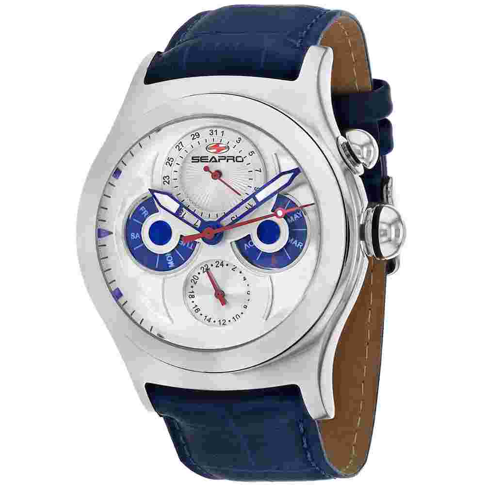 Seapro SP0130 Chronoscope 40mm Men's Blue Leather Watch