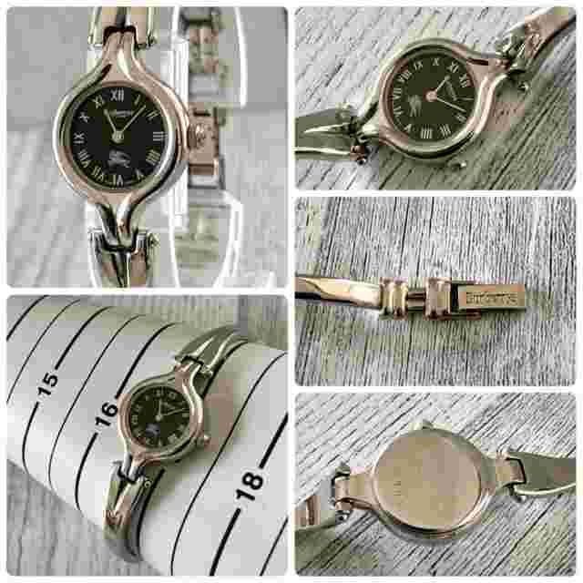 Burberrys Ladies Used Watch 11700 Bangle Knight Black Silver Dial Quartz