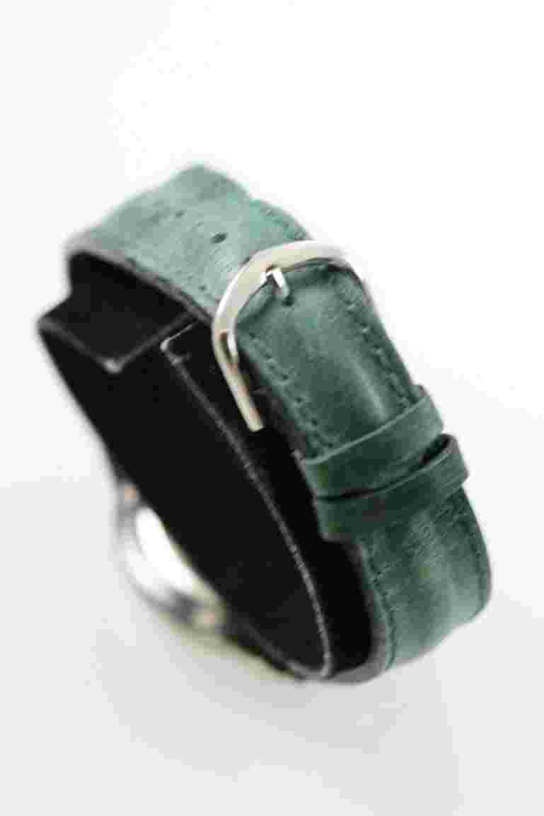 Sierra Club Men Watch Stainless Silver Gold Leather Green Day Date 24hr Quartz