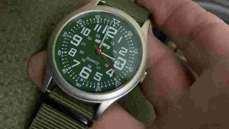 Infantry military style mens quartz watch army green new batt big light wear
