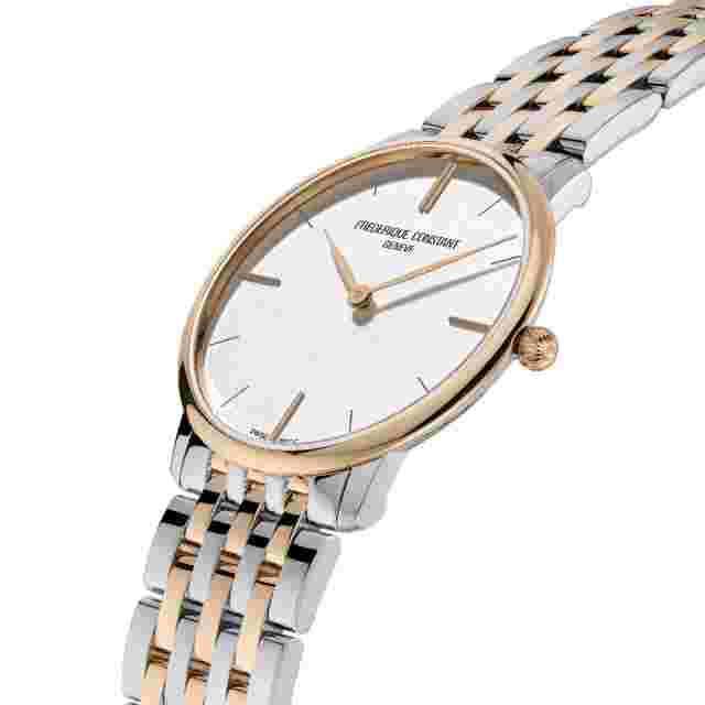 Frederique Constant Men's 'Slimline' White Dial Two Tone Bracelet FC-200V5S32B