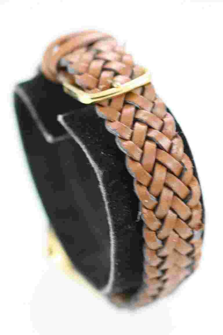 Times Square Women Watch Stainless Steel Gold Leather Brown Water Re Batt Quartz