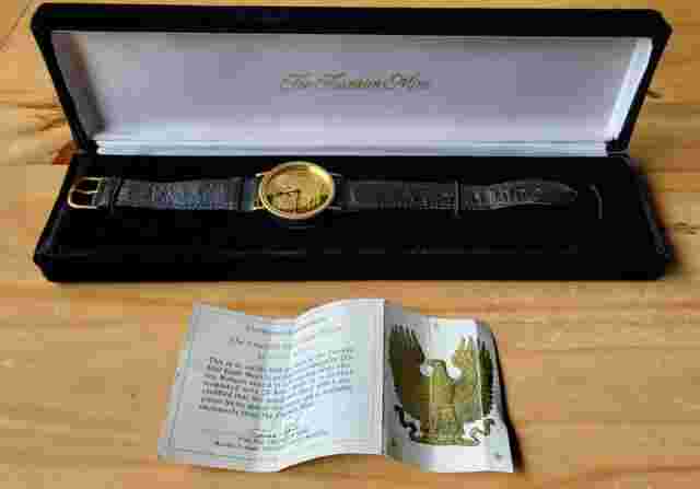 Vintage Gold Eagle Watch from The Franklin Mint Swiss Made 1986 in Perfect Shape