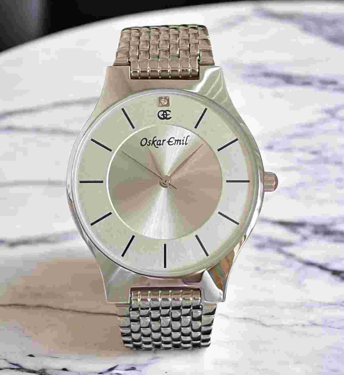 Oskar Emil ASCOT Ultra Slim Unisex Quality S. Steel Watch With Real Diamond