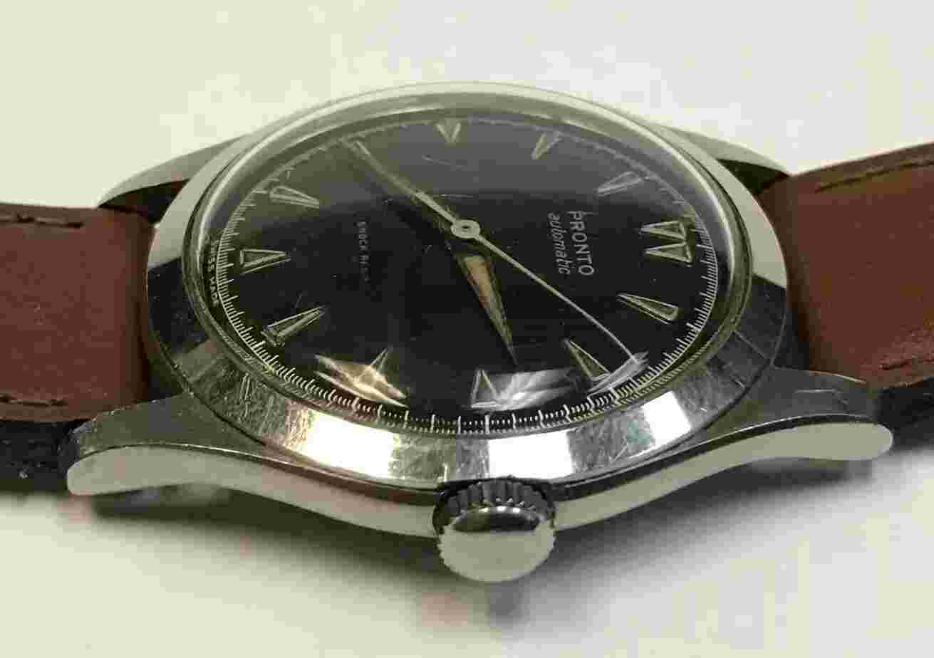 VINTAGE RUNNING MENS PRONTO AUTOMATIC WRIST WATCH SHOCK RESISTANT 58390 SWISS