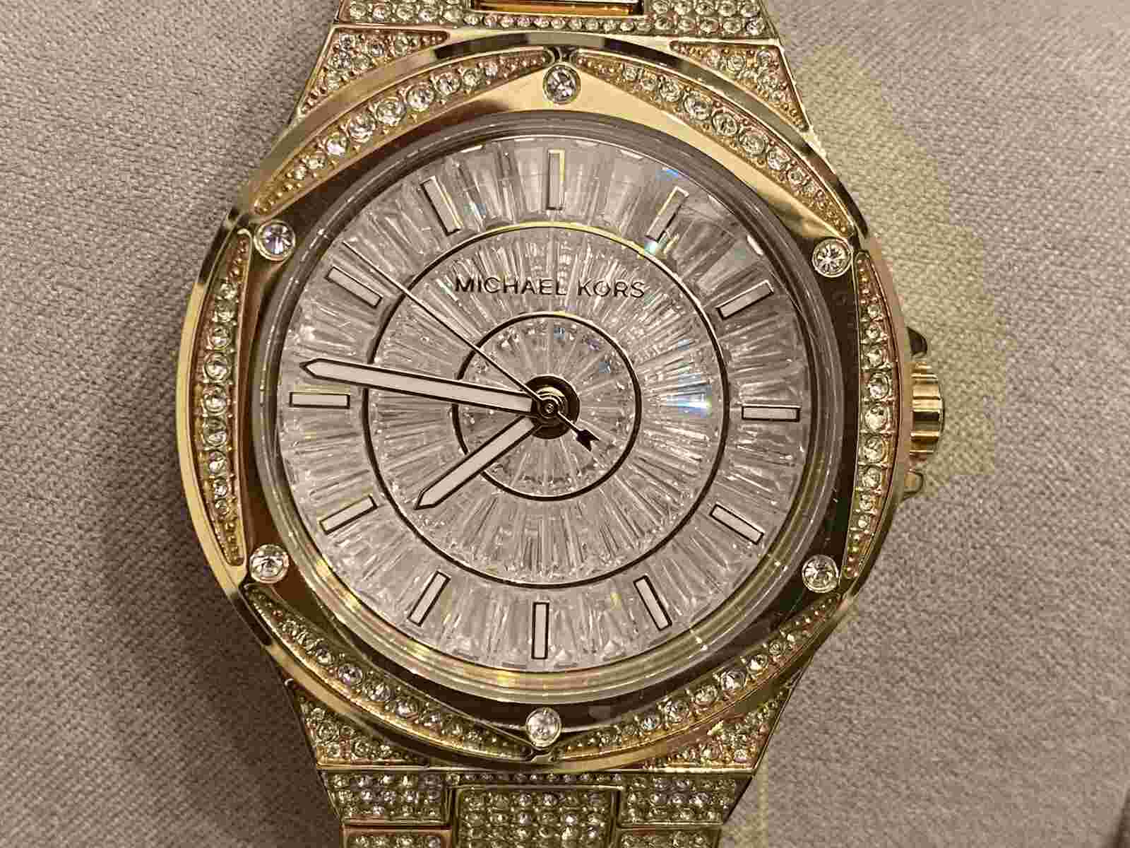 Michael Kors Oversized Lennox Pave Gold- Tone Stainless Steel  Watch MK6991