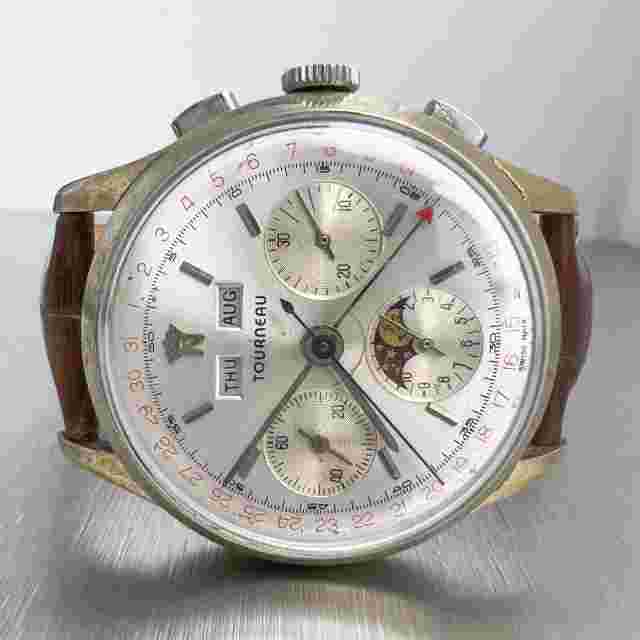 Tourneau Moonphase Triple Calendar Charles Nicolet Tramelan 38mm Vintage Watch