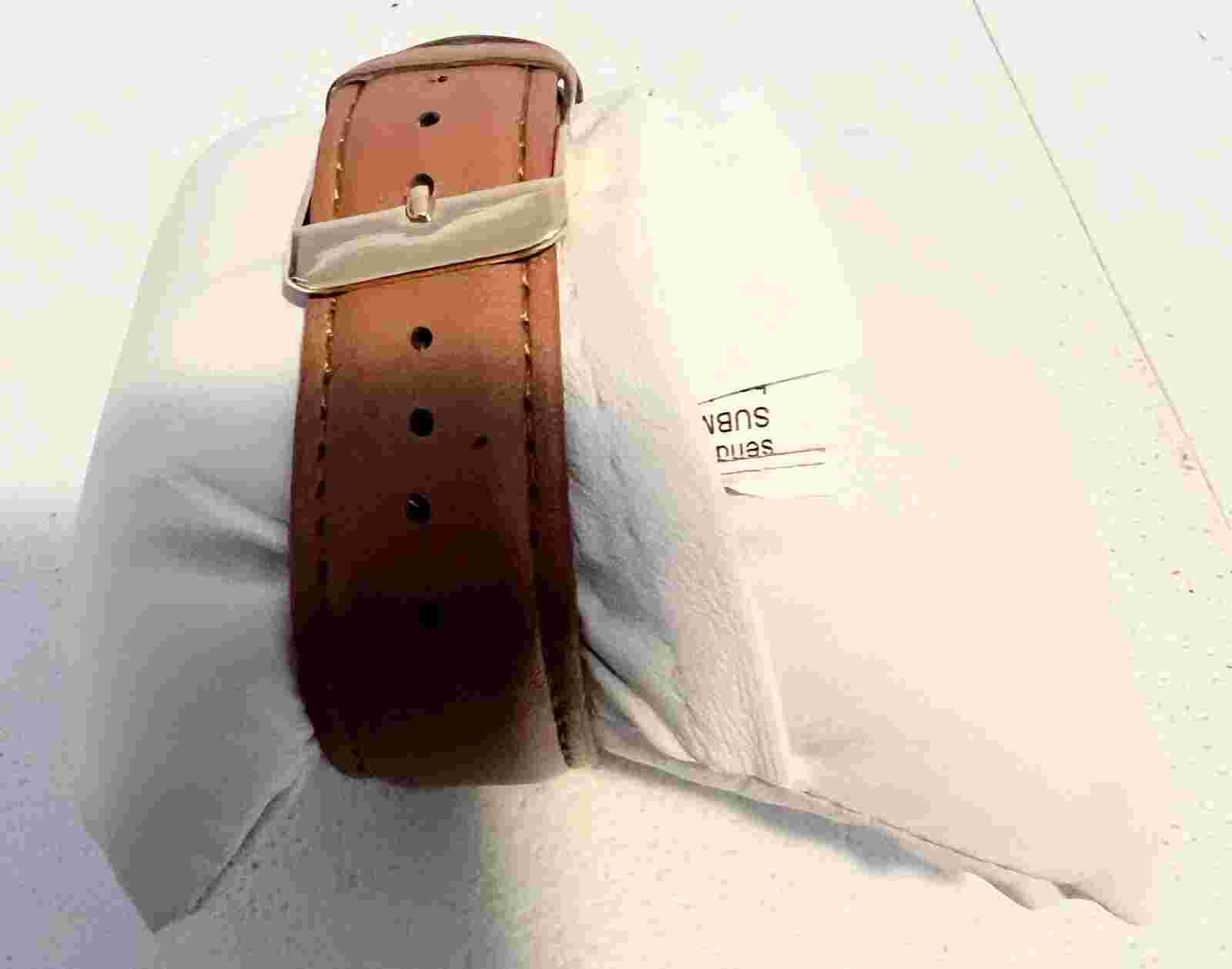 Studio Gold Tone w/Crystals Quartz Camel Strap Roman Numeral Watch Needs Battery
