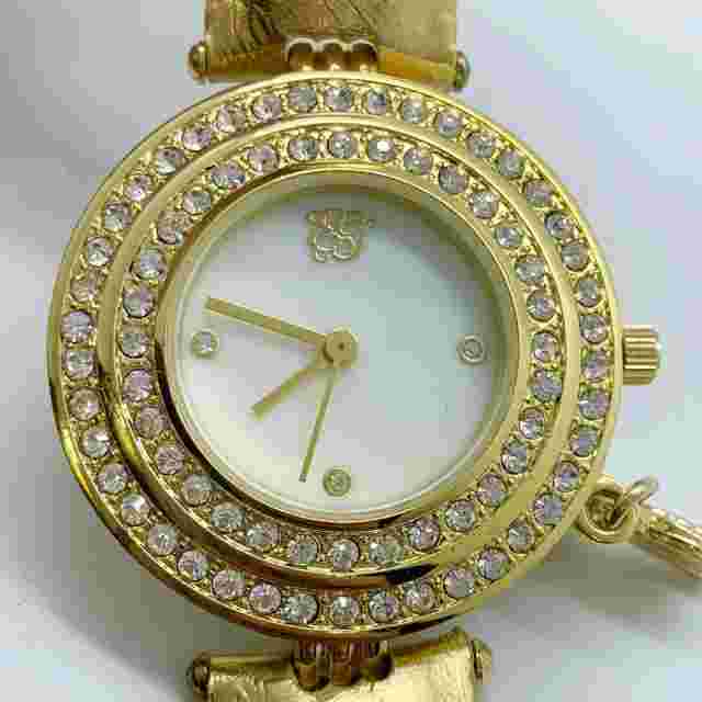 Elizabeth Taylor women’s Quartz analog watch rhinestones 35mm Pearl dial running