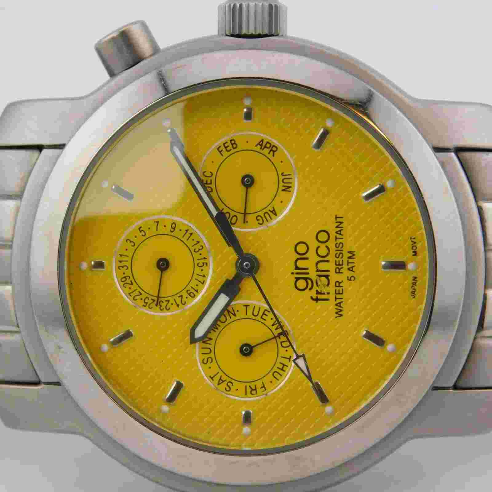 gino franco Titanium Collection Quartz Analog Men's Watch Sz. 7" New Battery