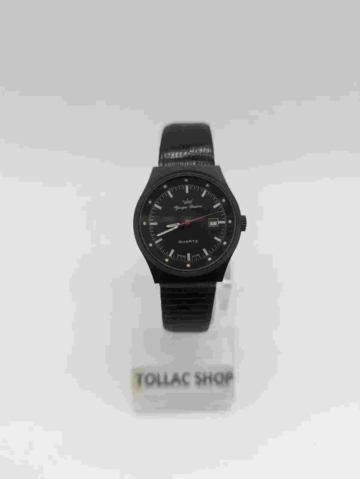 Black Yonger Et Bresson Quartz Watch, Date At 3 O'Clock