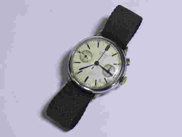 A l' Emeraude Lausanne Jeweller Swiss Antique One Button Chronograph Mens Watch