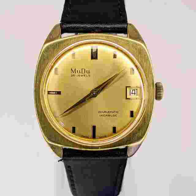 Gents Vintage MuDu With Felsa 4007N Automatic 25 Jewels Mov. Gold Sunburst Watch
