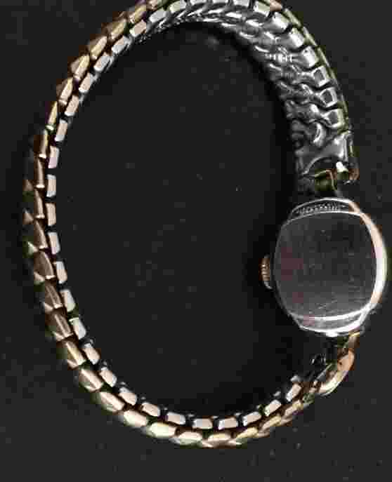 Kingston Ladies Watch 10k RGP Bezel Art Deco Crystal Speidel Band 17 Jewels Vtg