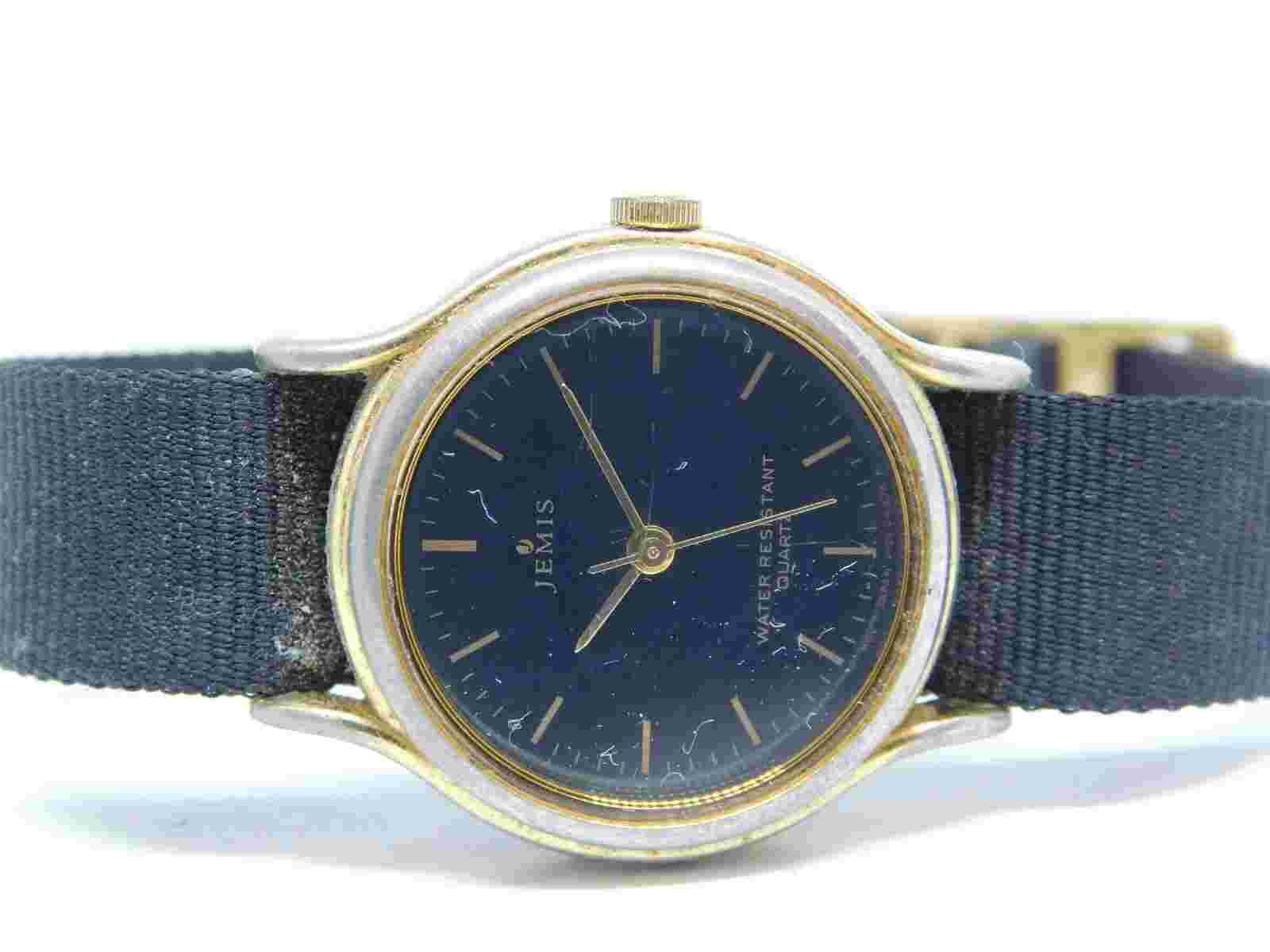 Jemis Y121-A330 Gold Tone Case Nylon Band Quartz Women's Watch Battery