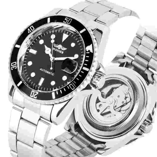 WINNER Luxury Colorful Dial Men's Mechanical Watches Stainless Steel Wristwatch