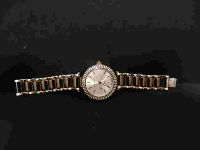 Tahari Silver/Black Stainless Steel quartz Clear Crystals watch  Japan 3548