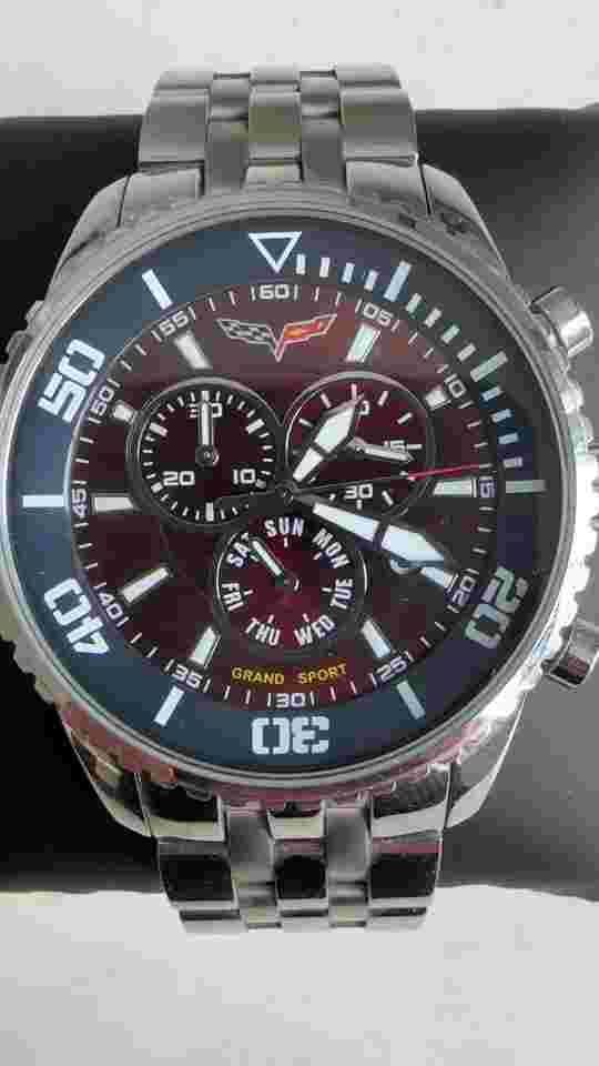 Men's Corvette Watch Grand Sport Chronograph CR 215 Navy/Deep Red Dial Day/Date