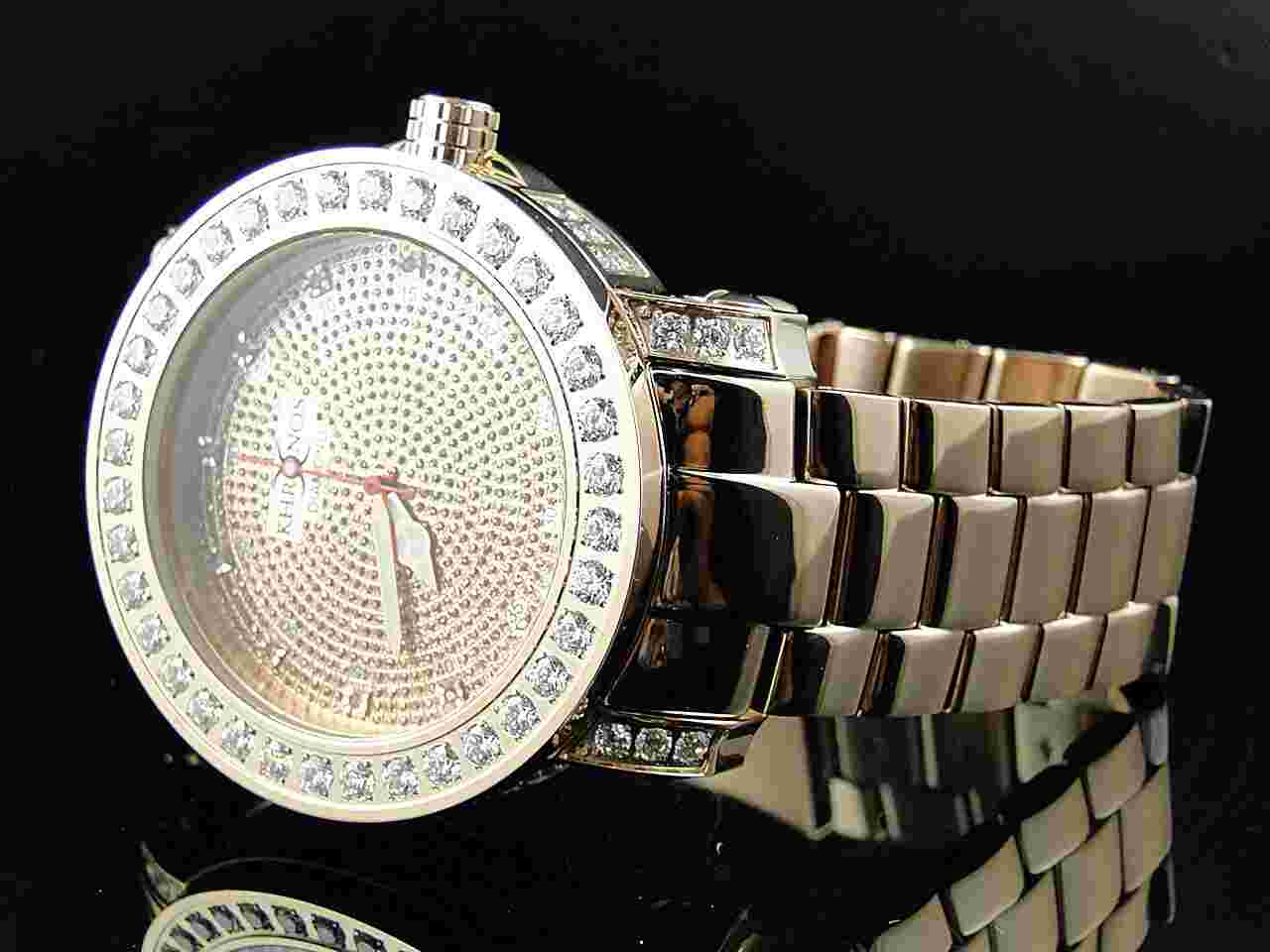 Mens Rose 1 Row Ice Bezel Khronos Jojino Joe Rodeo Genuine Diamond Watch