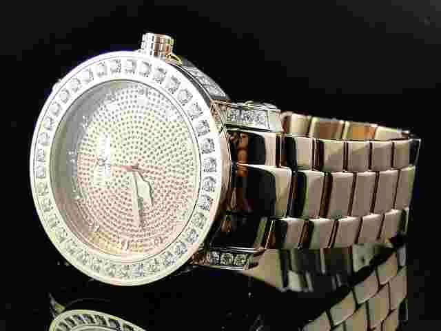 Mens Rose 1 Row Ice Bezel Khronos Jojino Joe Rodeo Genuine Diamond Watch