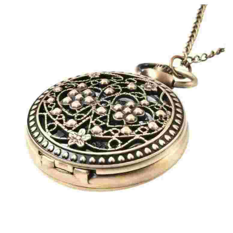 GENOA-Automatic Mechanical Hollow-Out Flowers and Dots Pattern Pocket Watch