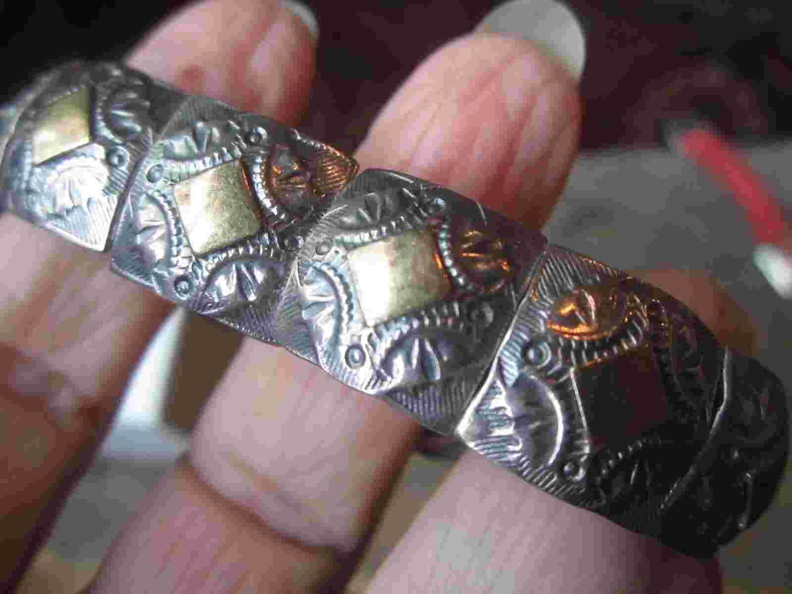 Peyote Bird Sterling And 18k Gold Watch Lightly Used. Stretch Band Sterling