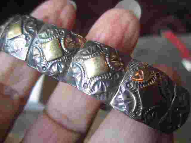Peyote Bird Sterling And 18k Gold Watch Lightly Used. Stretch Band Sterling