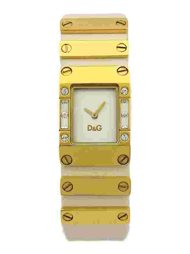 Dolce & Gabbana D&G DW0349 Kilt Women's Golden Stainless Steel  Pink Strap Watch