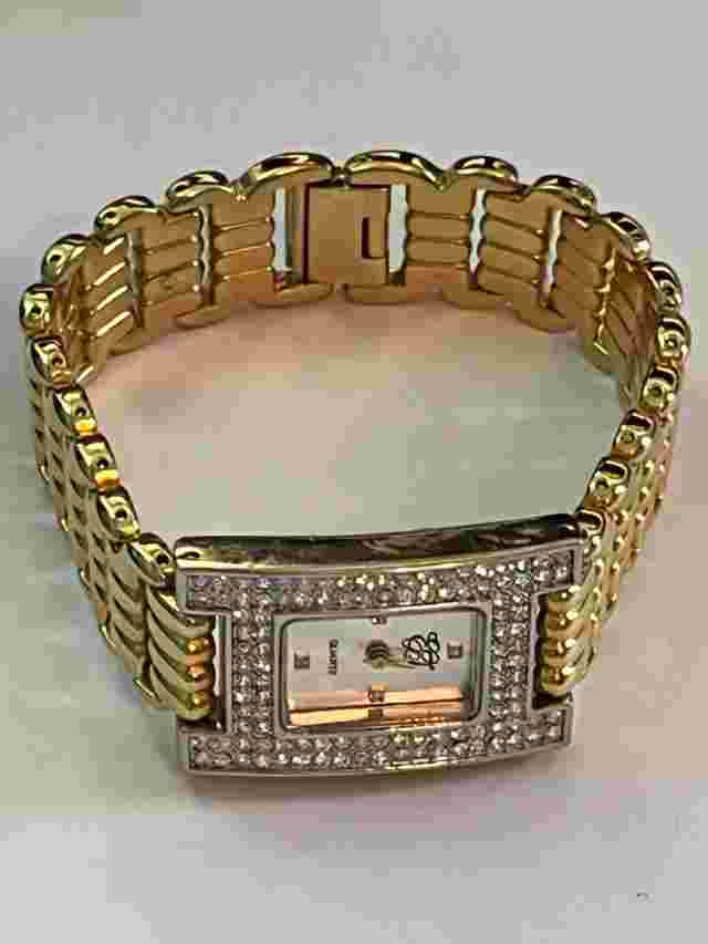 Elizabeth Taylor Watch Women's Gold Tone Rhinestone Case New Battery 7.5"
