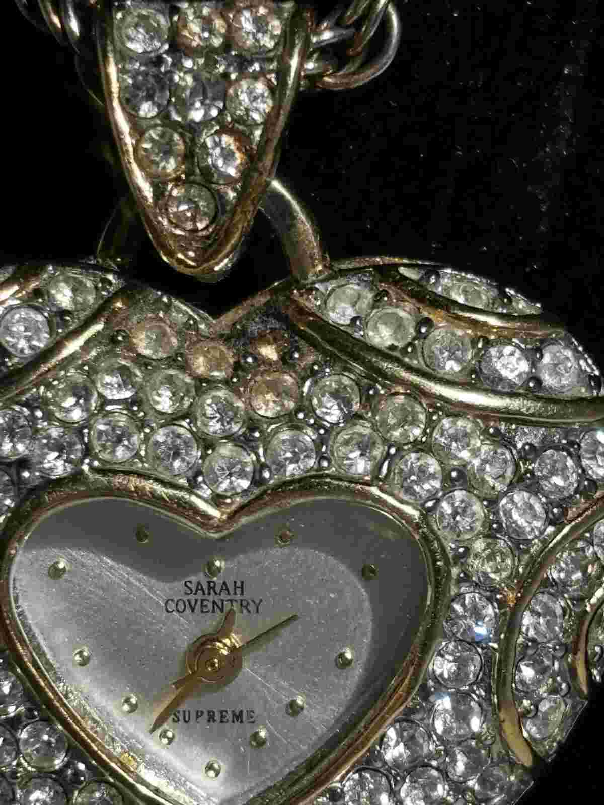 Ladies SARAH COVENTRY Supreme Gold Tone Crystal Accent Heart Shape Pendant Watch